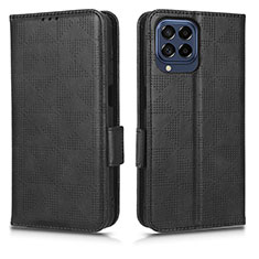 Leather Case Stands Flip Cover Holder C02X for Samsung Galaxy M53 5G Black