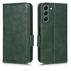 Leather Case Stands Flip Cover Holder C02X for Samsung Galaxy S22 Plus 5G Green