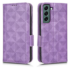 Leather Case Stands Flip Cover Holder C02X for Samsung Galaxy S23 Plus 5G Purple