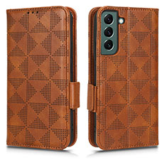 Leather Case Stands Flip Cover Holder C02X for Samsung Galaxy S24 Plus 5G Brown