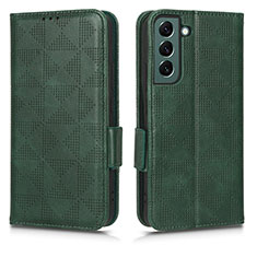 Leather Case Stands Flip Cover Holder C02X for Samsung Galaxy S24 Plus 5G Green