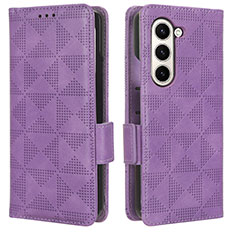 Leather Case Stands Flip Cover Holder C02X for Samsung Galaxy Z Fold5 5G Purple