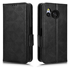 Leather Case Stands Flip Cover Holder C02X for Sharp Aquos Sense8 Black