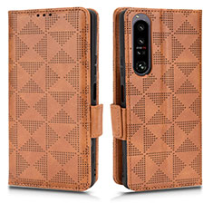 Leather Case Stands Flip Cover Holder C02X for Sony Xperia 1 IV Brown