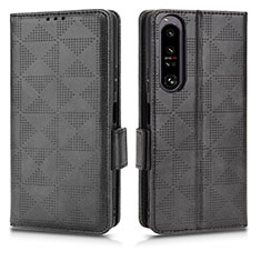 Leather Case Stands Flip Cover Holder C02X for Sony Xperia 1 IV SO-51C Black