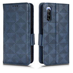 Leather Case Stands Flip Cover Holder C02X for Sony Xperia 10 III Lite Blue