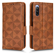 Leather Case Stands Flip Cover Holder C02X for Sony Xperia 10 III Lite Brown