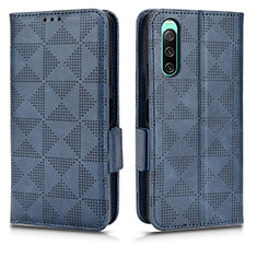 Leather Case Stands Flip Cover Holder C02X for Sony Xperia 10 IV SO-52C Blue