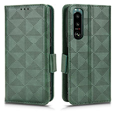 Leather Case Stands Flip Cover Holder C02X for Sony Xperia 5 III SO-53B Green