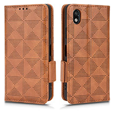 Leather Case Stands Flip Cover Holder C02X for Sony Xperia Ace III Brown