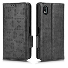 Leather Case Stands Flip Cover Holder C02X for Sony Xperia Ace III SOG08 Black