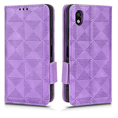 Leather Case Stands Flip Cover Holder C02X for Sony Xperia Ace III SOG08 Purple