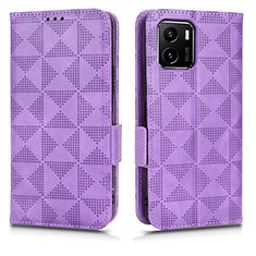 Leather Case Stands Flip Cover Holder C02X for Vivo iQOO U5x Purple