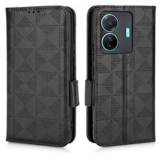 Leather Case Stands Flip Cover Holder C02X for Vivo iQOO Z6 Pro 5G Black