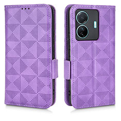 Leather Case Stands Flip Cover Holder C02X for Vivo iQOO Z6 Pro 5G Purple