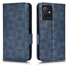 Leather Case Stands Flip Cover Holder C02X for Vivo T1 5G India Blue
