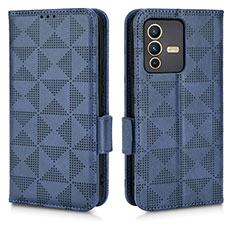 Leather Case Stands Flip Cover Holder C02X for Vivo V23 Pro 5G Blue