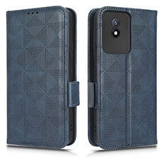 Leather Case Stands Flip Cover Holder C02X for Vivo Y02 Blue