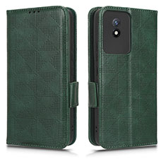 Leather Case Stands Flip Cover Holder C02X for Vivo Y02 Green