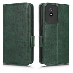 Leather Case Stands Flip Cover Holder C02X for Vivo Y11 (2023) Green