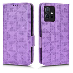 Leather Case Stands Flip Cover Holder C02X for Vivo Y33e 5G Purple