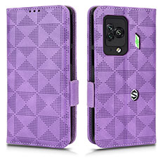 Leather Case Stands Flip Cover Holder C02X for Xiaomi Black Shark 5 Pro 5G Purple