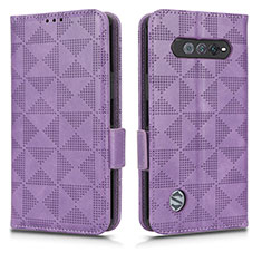 Leather Case Stands Flip Cover Holder C02X for Xiaomi Black Shark 5 RS 5G Purple