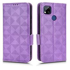 Leather Case Stands Flip Cover Holder C02X for Xiaomi POCO C3 Purple