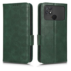 Leather Case Stands Flip Cover Holder C02X for Xiaomi Poco C40 Green