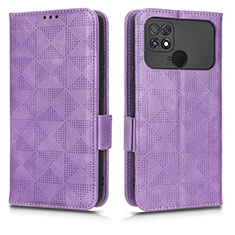 Leather Case Stands Flip Cover Holder C02X for Xiaomi Poco C40 Purple