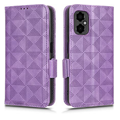 Leather Case Stands Flip Cover Holder C02X for Xiaomi Poco M4 5G Purple