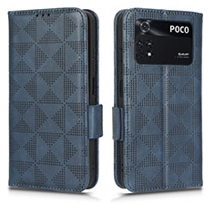 Leather Case Stands Flip Cover Holder C02X for Xiaomi Poco M4 Pro 4G Blue