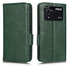 Leather Case Stands Flip Cover Holder C02X for Xiaomi Poco M4 Pro 4G Green