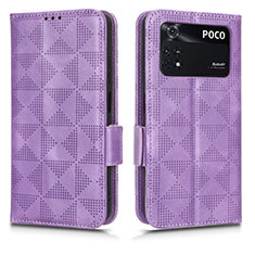 Leather Case Stands Flip Cover Holder C02X for Xiaomi Poco M4 Pro 4G Purple