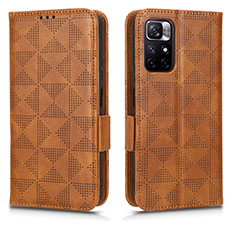 Leather Case Stands Flip Cover Holder C02X for Xiaomi Poco M4 Pro 5G Brown