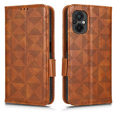 Leather Case Stands Flip Cover Holder C02X for Xiaomi Poco M5 4G Brown