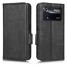 Leather Case Stands Flip Cover Holder C02X for Xiaomi Poco X4 Pro 5G Black