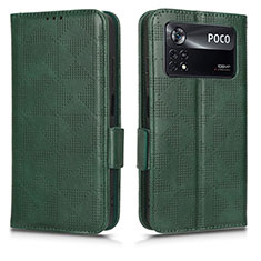 Leather Case Stands Flip Cover Holder C02X for Xiaomi Poco X4 Pro 5G Green