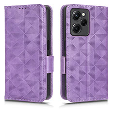 Leather Case Stands Flip Cover Holder C02X for Xiaomi Poco X5 Pro 5G Purple