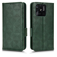 Leather Case Stands Flip Cover Holder C02X for Xiaomi Redmi 10 India Green