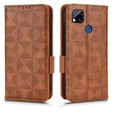 Leather Case Stands Flip Cover Holder C02X for Xiaomi Redmi 9 Activ Brown