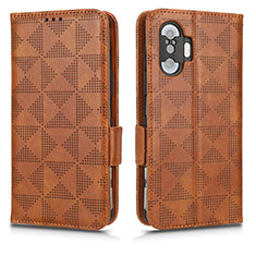 Leather Case Stands Flip Cover Holder C02X for Xiaomi Redmi K40 Gaming 5G Brown