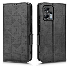 Leather Case Stands Flip Cover Holder C02X for Xiaomi Redmi K50i 5G Black