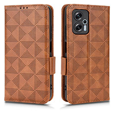 Leather Case Stands Flip Cover Holder C02X for Xiaomi Redmi K50i 5G Brown