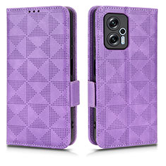 Leather Case Stands Flip Cover Holder C02X for Xiaomi Redmi K50i 5G Purple