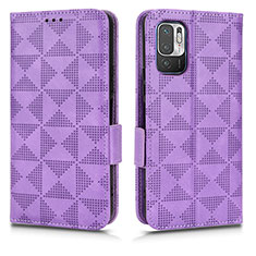 Leather Case Stands Flip Cover Holder C02X for Xiaomi Redmi Note 10 JE 5G Purple