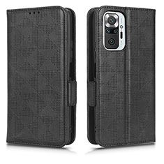 Leather Case Stands Flip Cover Holder C02X for Xiaomi Redmi Note 10 Pro 4G Black