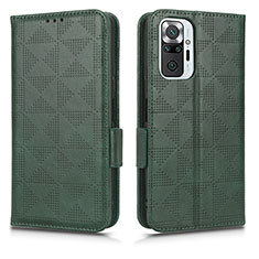 Leather Case Stands Flip Cover Holder C02X for Xiaomi Redmi Note 10 Pro Max Green