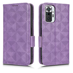 Leather Case Stands Flip Cover Holder C02X for Xiaomi Redmi Note 10 Pro Max Purple