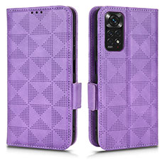 Leather Case Stands Flip Cover Holder C02X for Xiaomi Redmi Note 11 4G (2022) Purple